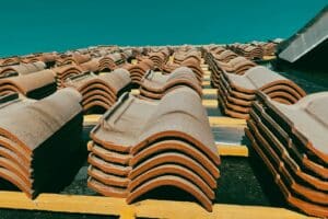 a group of wooden chairs
